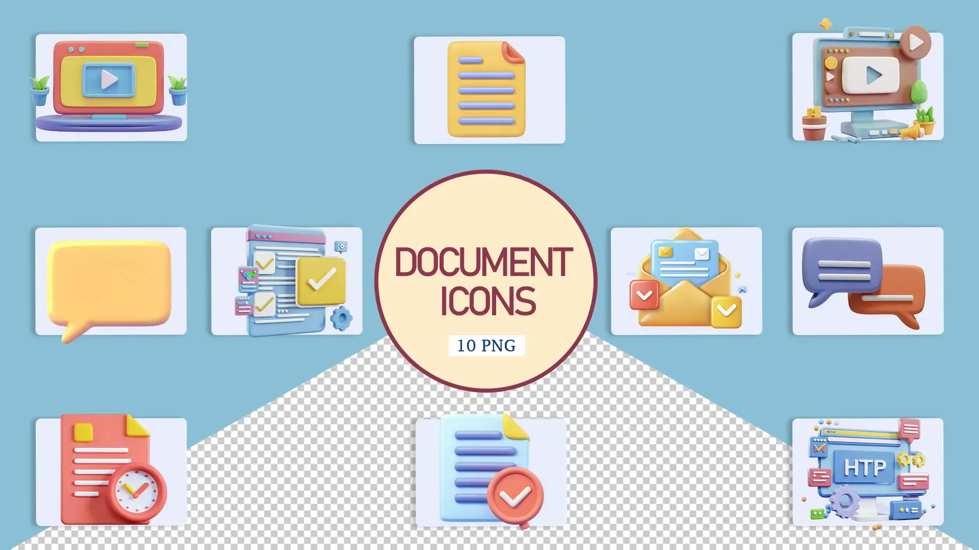 Digital Media Document Icons 3D Pack